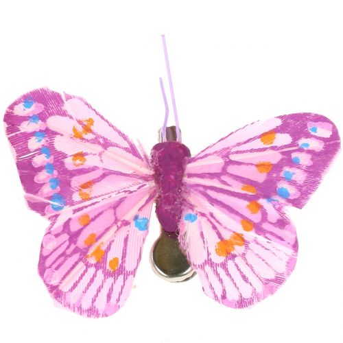 gjenstander Dekorative sommerfugler på klippet, diverse farger 6cm 24stk
