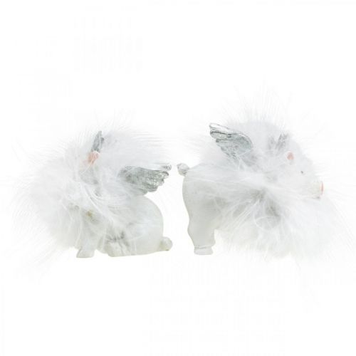 Floristik24 Deko-gris med kronefigur lykkegris hvit 7cm 2stk