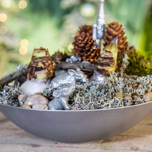 Floristik24 Deco gris nyttårsaften dekorasjon sølv glitter 3,5cm 2stk