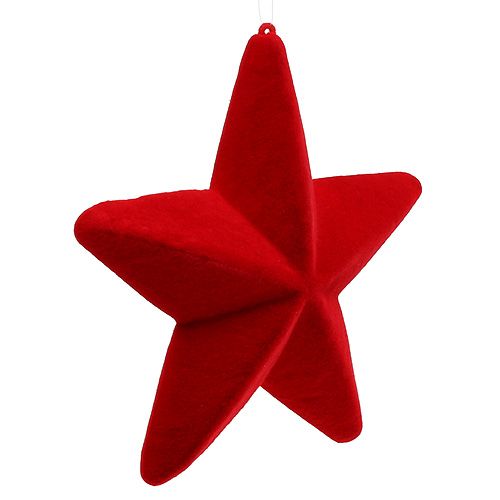 gjenstander Deco stjerne rød strømmet 20cm