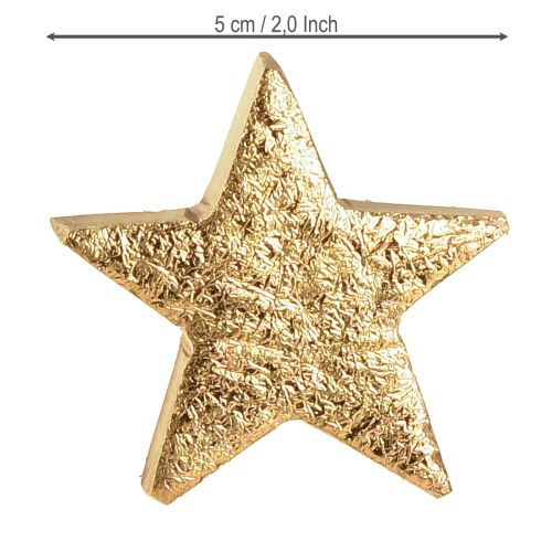 Floristik24 Dekorative stjerner trestjerner gull naturlig mangotre Ø5cm 12 stk
