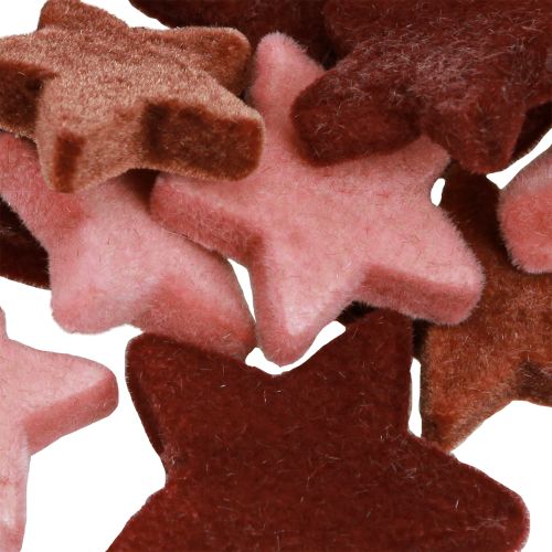 Floristik24 Dekorative stjerner flokket sprededekorasjon Burgunderbrun Ø4/5cm 40 stk