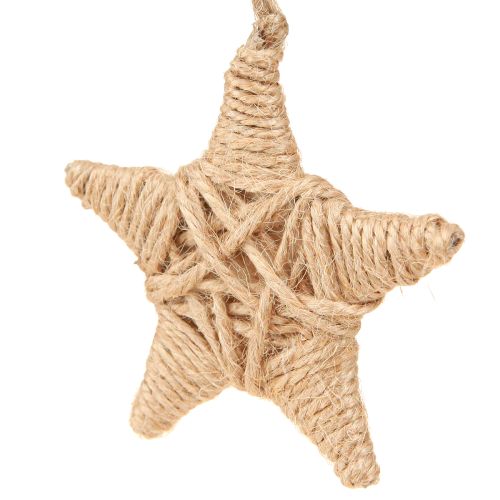 gjenstander Dekorative stjerner, hamp raffia, 7,5 cm, juletrepynt, 8 deler