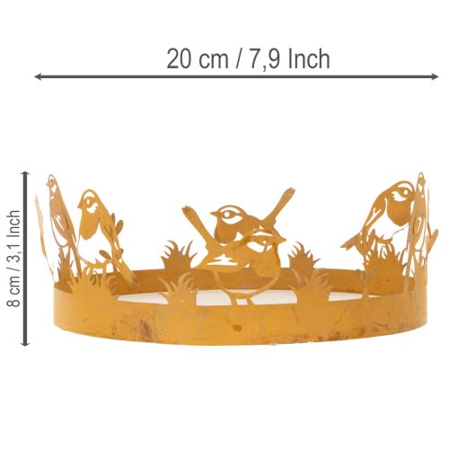 Dekorativt brett, borddekorasjon med fugler, vårdekorasjon, rustent metall, Ø20 cm H8,5 cm | Floristik24.no