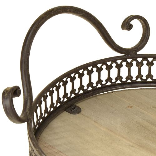 gjenstander Dekorativt brett ovalt 23 cm x 17,5 cm x 7,5 cm brunt