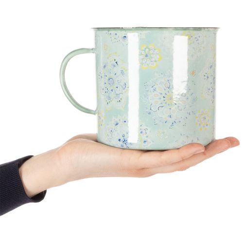 Dekorativt krus, blomsterpotte, mandala, emaljert, Ø13 cm H12 cm | Floristik24.no