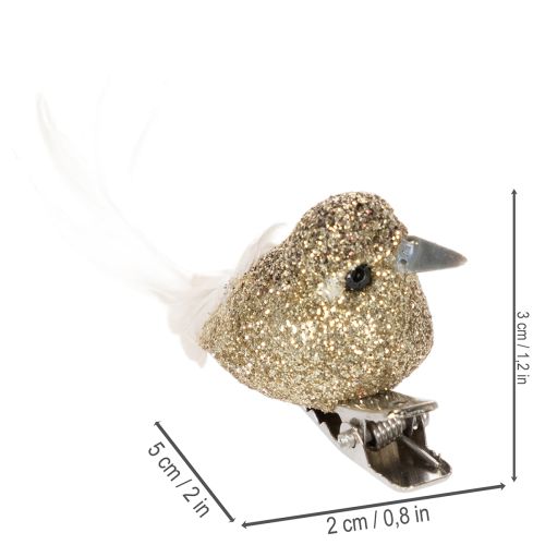 gjenstander Dekorativt par med duer, dekorative fugler med klips, gyllen, 5 cm, 4 stk.