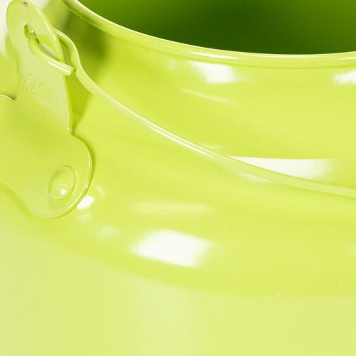 Dekorativ tekanne i metall, eplegrønn - blomsterpotte - Ø20 cm H15 cm - allsidig hagedekorasjon og gaveidé | Floristik24.no