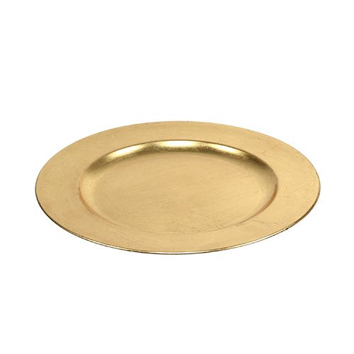 gjenstander Dekorativ plate gull Ø28cm