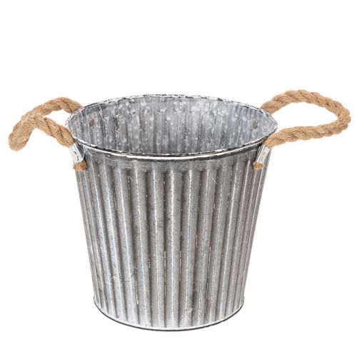 Dekorativ potte til planting, metallpotte med håndtak, metalldekorasjon shabby chic Ø21,5 cm kjøpe | Floristik24.no