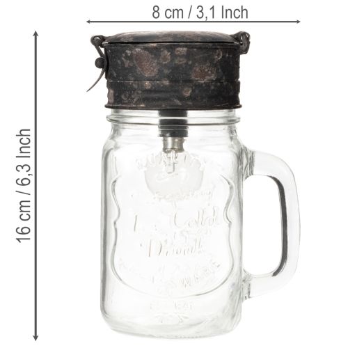 Dekorativt drikkeglass med LED-lampe Ø8cm H16cm | Floristik24.no