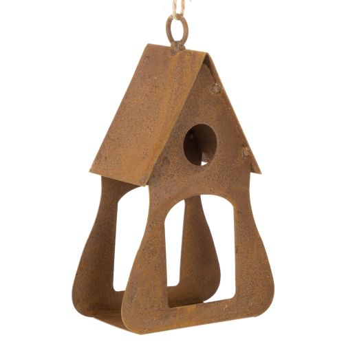 Dekorativt hengende fuglehus, rustfarget fuglehusdekorasjon, 17,5 cm