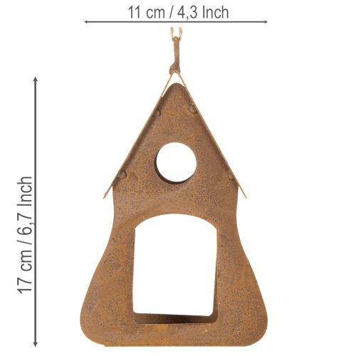 Dekorativt hengende fuglehus, rustfarget fuglehusdekorasjon, 17,5 cm | Floristik24.no