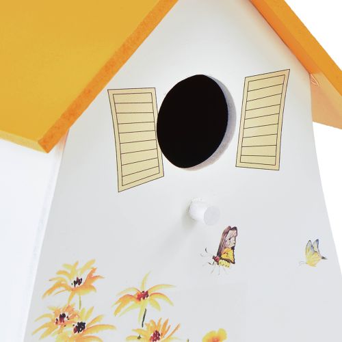 Floristik24 Dekorativt fuglehus for oppheng hvit gul sommer H21cm 2stk