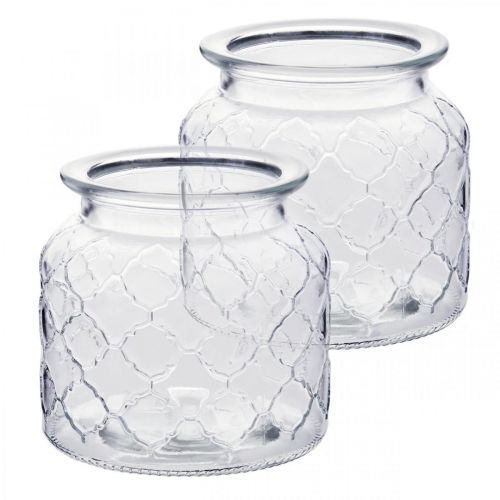 Floristik24 Dekorativt lanterne diamantmønster, glasskar, glassvase, stearinlys dekorasjon 2stk