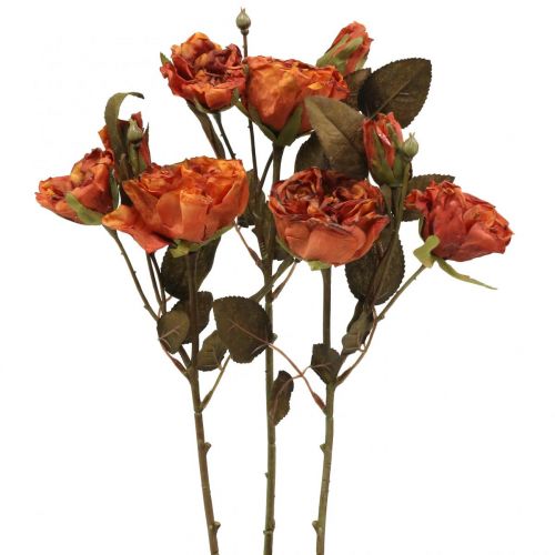 gjenstander Deco rose bukett kunstige blomster rose bukett oransje 45cm 3stk