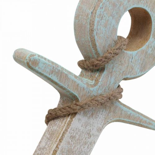 gjenstander Anchor Deco Wood Maritime Deco Hvit Blå 42cmx25cmx3,5cm