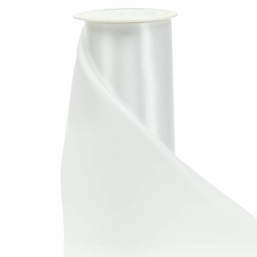 Floristik24 Satengbånd bordbånd hvit 200mm 10m