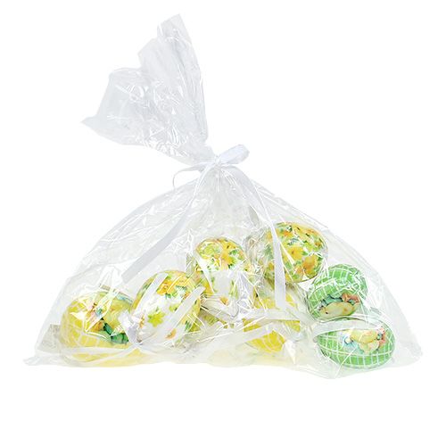 Floristik24 Dekorative egg for å henge gulgrønne 5-8cm 8stk