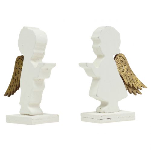 Floristik24 Dekorativ engelhvit med gullvinger 8,5 cm 8stk