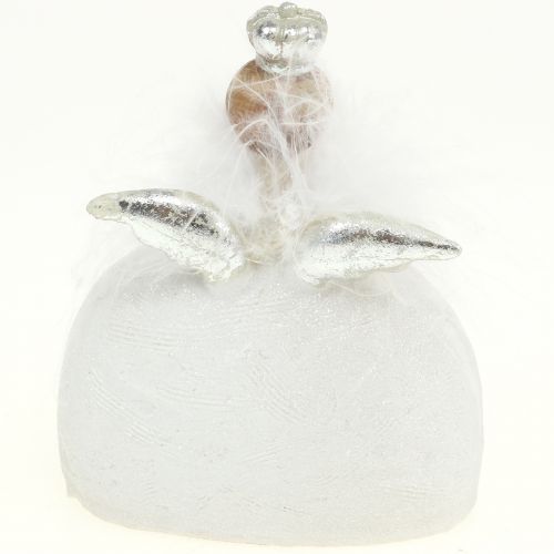 Floristik24 Dekorativ engelhvit, sølv 15,5cm 2stk