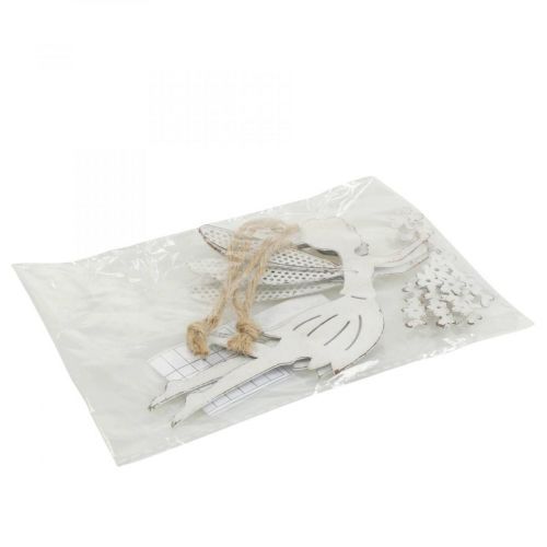 gjenstander Dekorativ Fairy Vindusdekor Fjær Metall Hvit Alv 15×10cm 2 stk