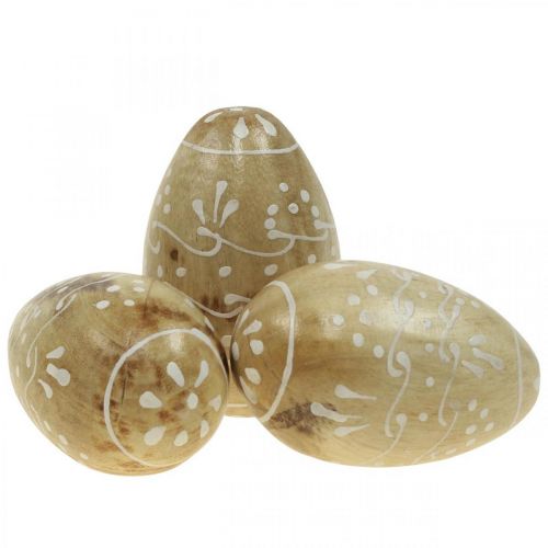 gjenstander Treegg, dekorative egg, påskeegg laget av mangotre 8×5cm 6stk