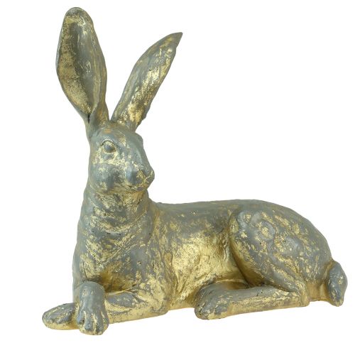 Dekorativ Kanin Liggende Gull Grå Dekorativ Påskefigur 27x13x25cm