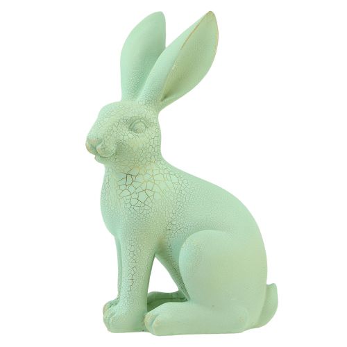 gjenstander Dekorativ kanin sittende grønt gull craquelur borddekorasjon H23,5cm