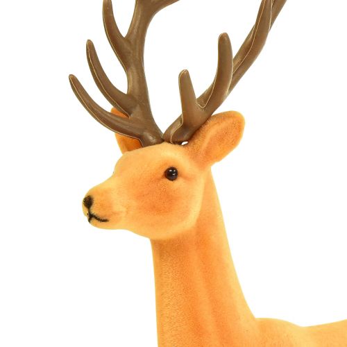 gjenstander Dekorativ hjort rein gul brun dekorativ figur flokket 37cm