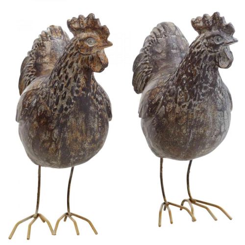 Deco kyllinger dekorativ figur hage figur kylling vintage H17cm 2stk