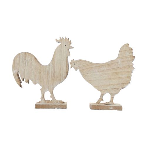 Dekorativ kylling påskedekorasjon trebordsdekorasjon 14,5 cm sett med 2