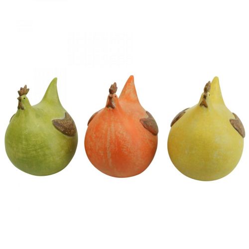 Floristik24 Deco Kylling Fargerik påskepynt Grønn/Gul/Oransje 13cm 3stk