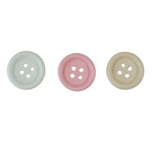 gjenstander Dekorative knapper for håndverk tre Ø2cm krem rosa hvit 210stk