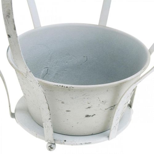 Floristik24 Dekorativt sett med 3 dekorative kronehvit shabby chic metallhagedekorasjonssett