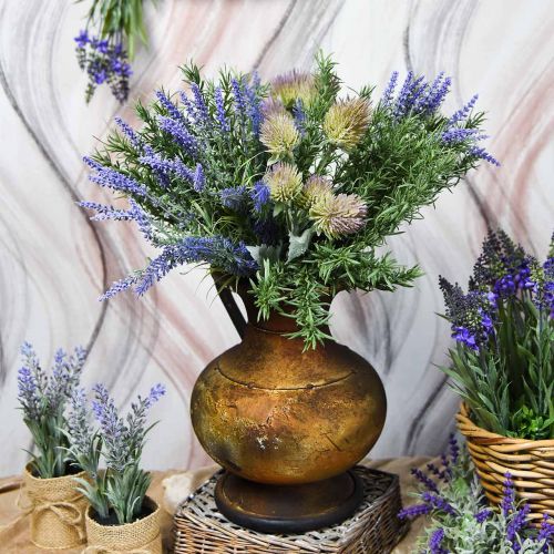 gjenstander Dekokanne antikk utseende vase vintage metall hagedekorasjon H26cm