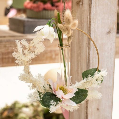 Floristik24 Dekorativ ring for oppheng av reagensrør gyllen metall Ø16cm 4stk