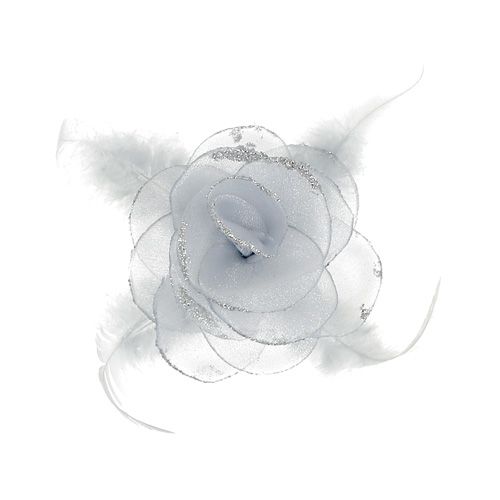 Floristik24 Dekorrose på klips Ø10cm sølv 2stk