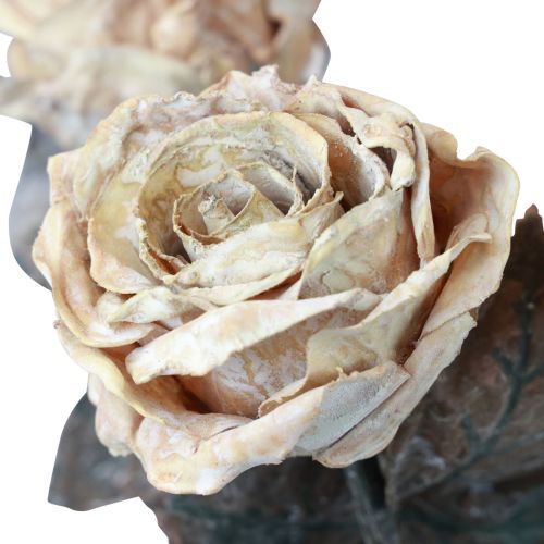 Dekorative roser Kremhvit kunstige roser Silkeblomster Antikk utseende L65 cm Pakke med 3