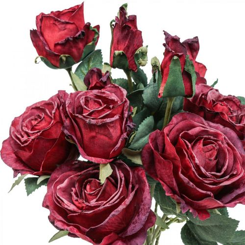 Deco roser røde kunstroser silkeblomster 50cm 3stk