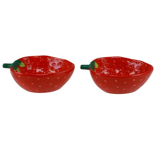 Floristik24 Dekorativ skål jordbær keramikkskål rød 12,5×15,5cm 2stk