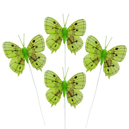 Dekorative sommerfugler grønne 8cm 6stk