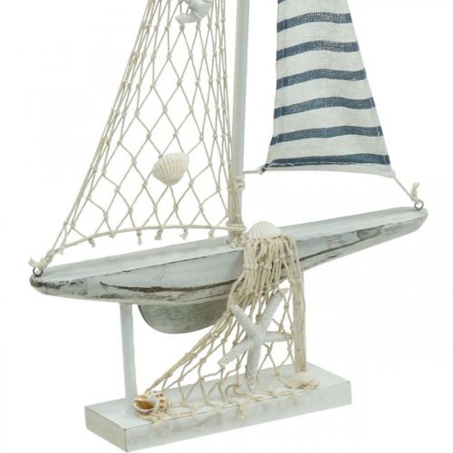 Floristik24 Deco Seilbåt Tre Hvit Blå Maritim Deco Skip 28×3×55cm