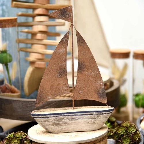 Floristik24 Deco seilbåt tre rust maritim dekorasjon 16×25cm