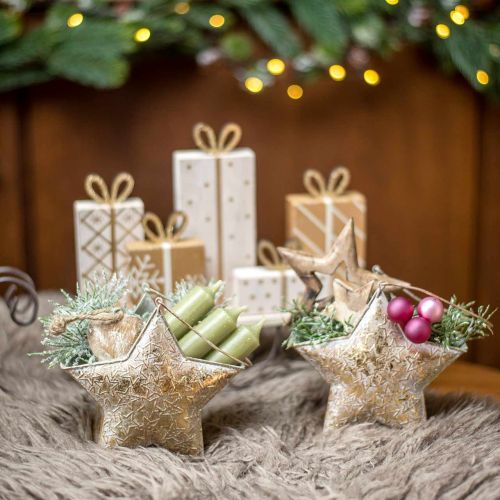 Floristik24 Dekorativt stjernemetall for oppheng og dekorering Gylden Ø13cm