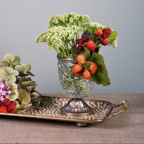 Floristik24 Dekorativ brett med håndtak antikk gull 53cm x 18cm