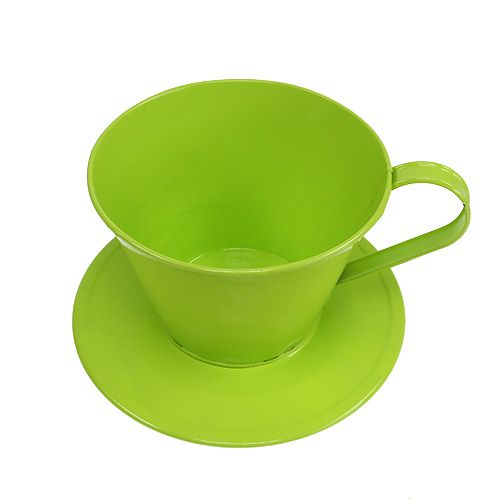 Floristik24 Dekorativ kopp med plate grønn Ø16cm H11cm