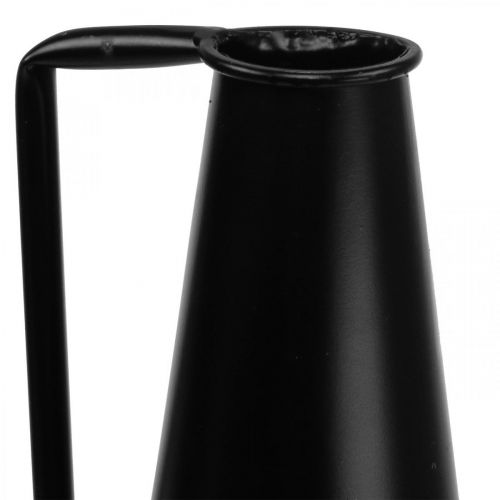 gjenstander Dekorativ vase metallhåndtak gulvvase svart 20x19x48cm