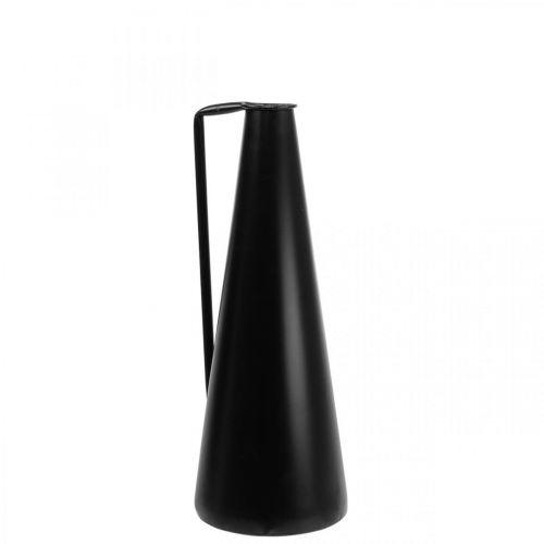 Dekorativ vase metall svart dekorativ kanne konisk 15x14,5x38cm