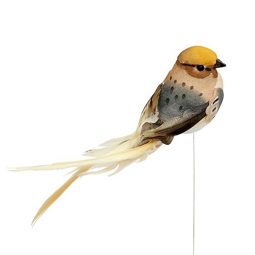 gjenstander Dekorativ fugl på wire brun 15cm 9stk